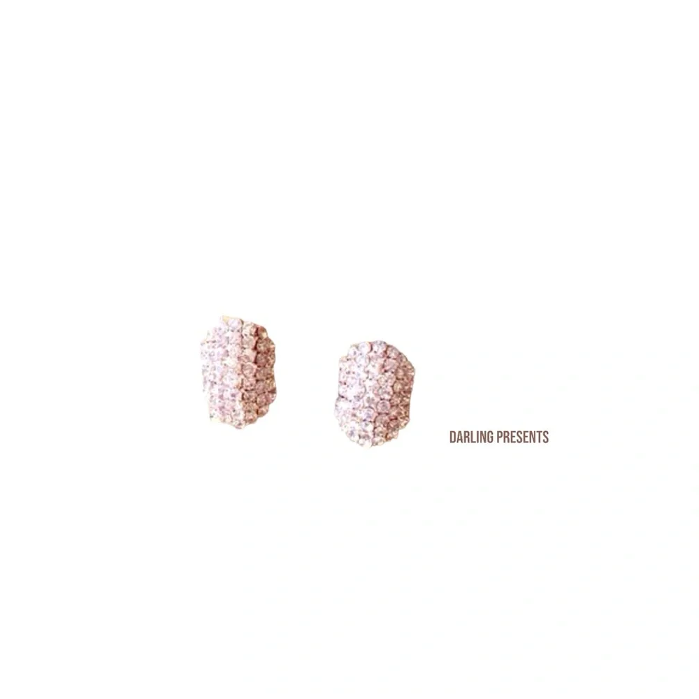 Crystal Rows Stud Earrings Women Color Gold